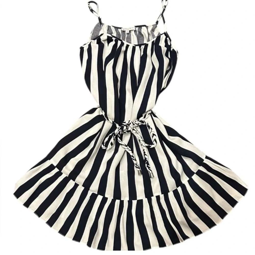 Gianni Bini Women’s Navy & White Striped Sundress Dress Rope Belt Size XS NWT - Picture 2 of 11